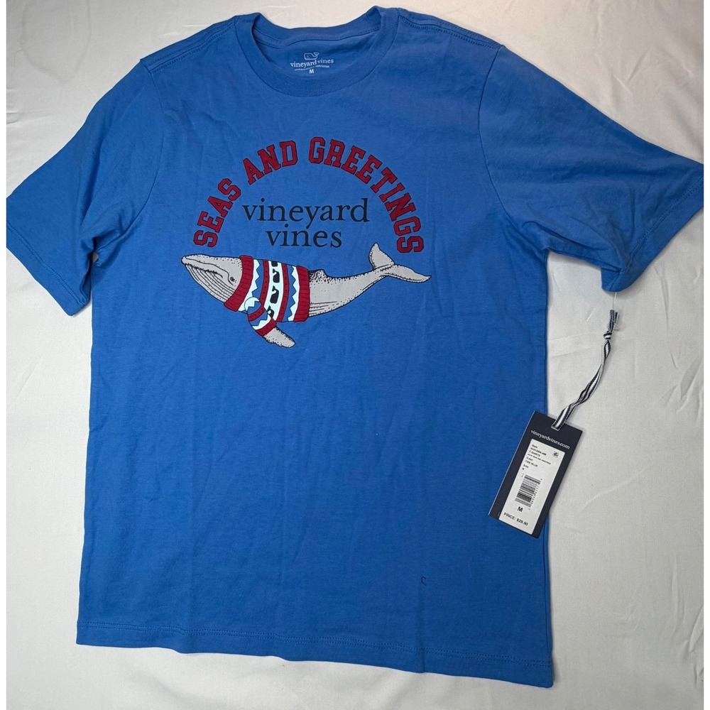 Vineyard Vines Boys Whale Graphic Short Sleeve Tee Medium M NWT July 4th
